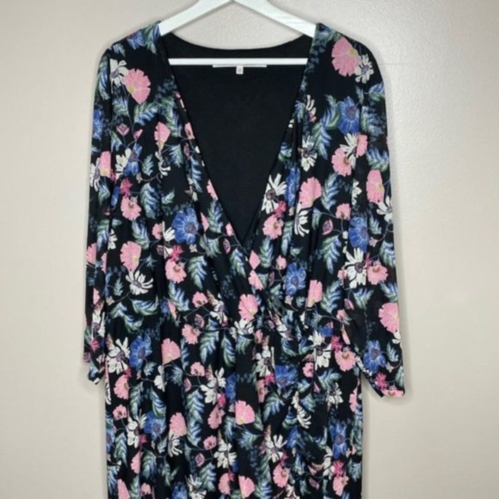 Rachel Roy Black Floral‎ Wrap Dress